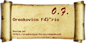Oreskovics Fóris névjegykártya